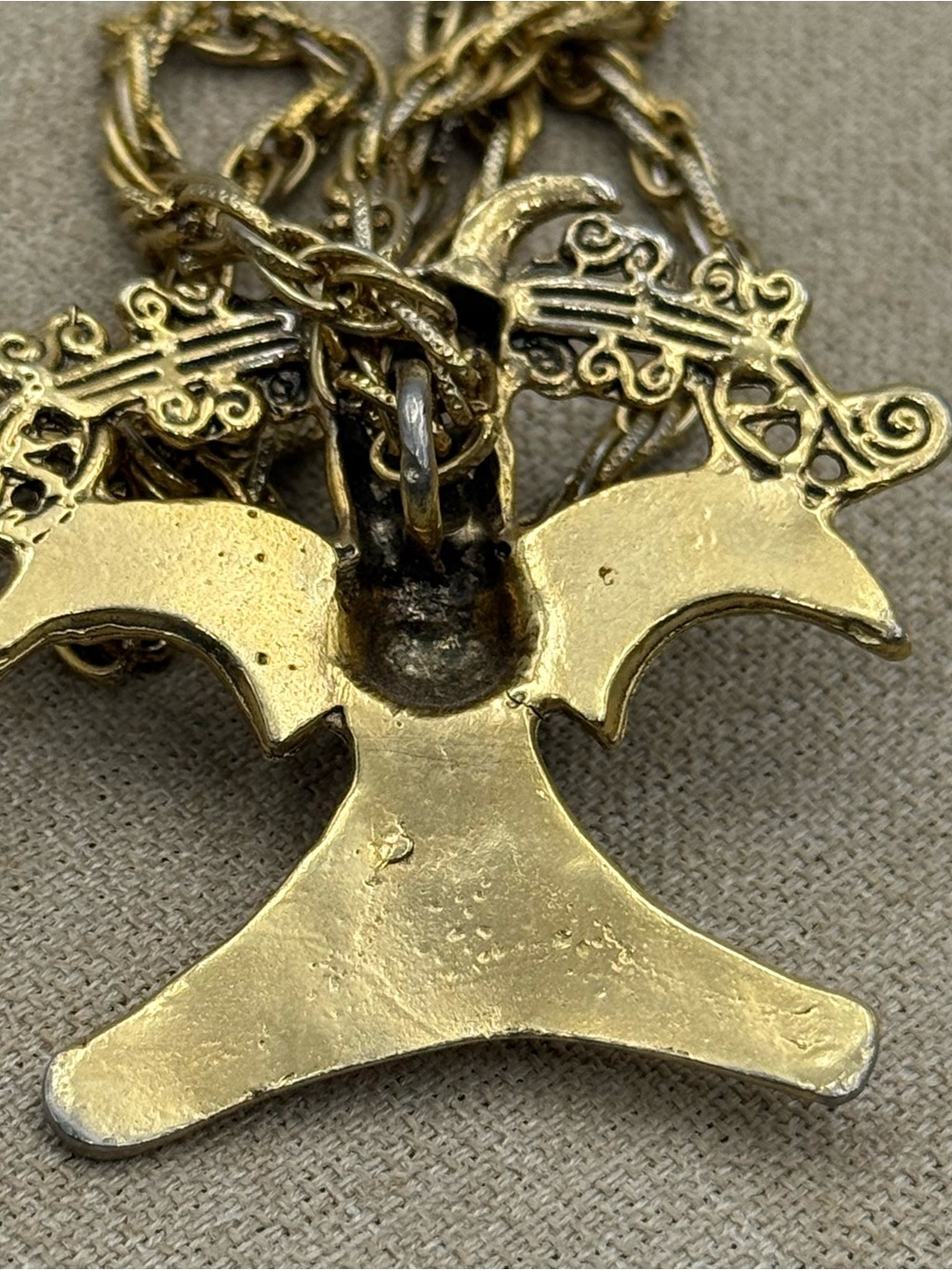 Gold-Tone Ornate Statement Pendant Necklace - Women Jewelry - Picture 5 of 5